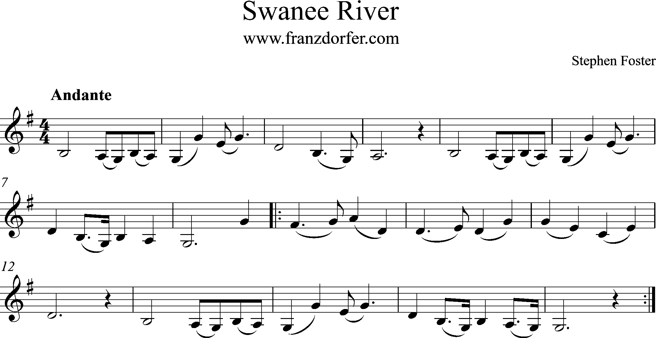 Clarinet sheet swanee river G-Major